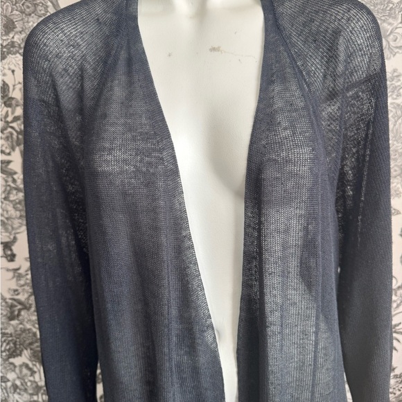 Vintage EILEEN FISHER Organic Linen Cardigan Gray Semi Sheer Duster Women’s XL - Picture 4 of 16